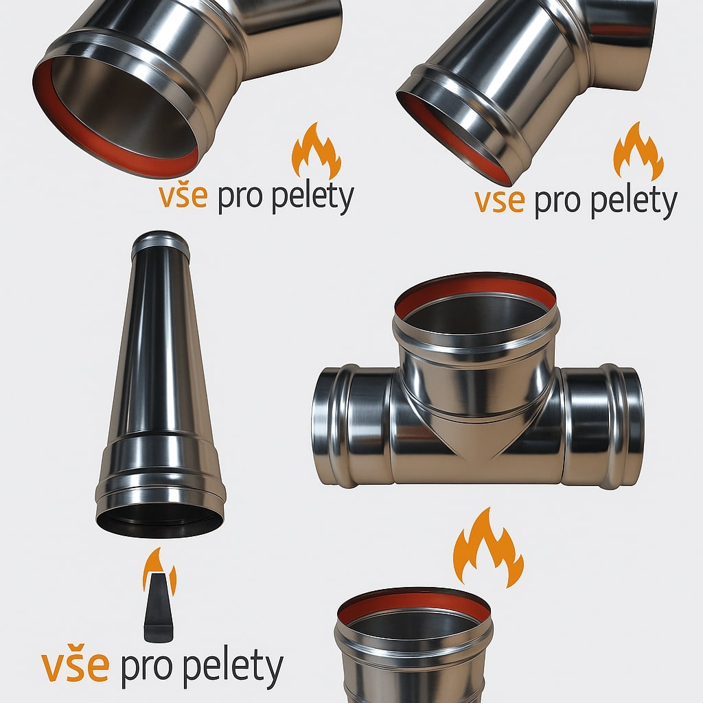 Kompletná sada príslušenstva 80 mm pre peletové kachle (8 dielov - nerez) – Obrázok 15