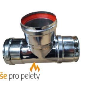 T-kus so zátkou 80 mm - nerez na čistenie peletových kachlí