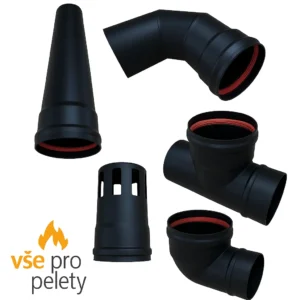 Kompletná sada príslušenstva 80 mm pre peletové kachle (8 dielov - uhlíková oceľ)